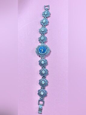 Embassy by Gruen vintage Crystal Floral Link Bracelet Watch